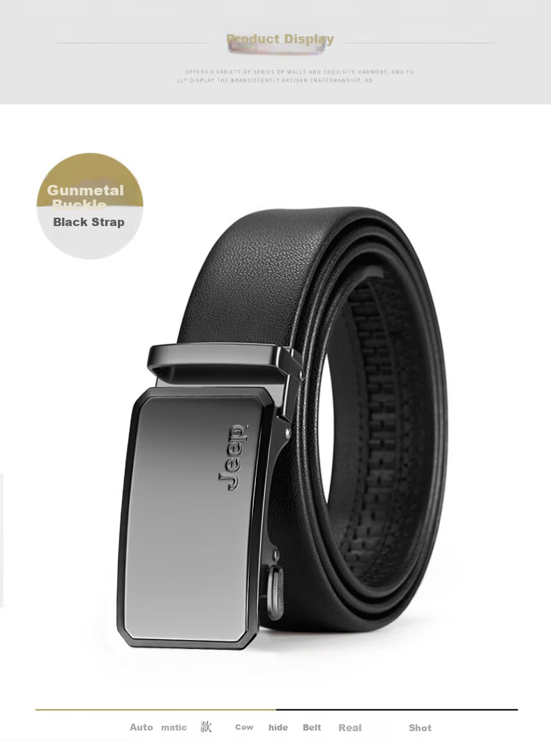 JEEP 2026 New Men's Genuine Leather Automatic Buckle Belt Casual Waistband Father's Day Gift for Dad Husband 5
