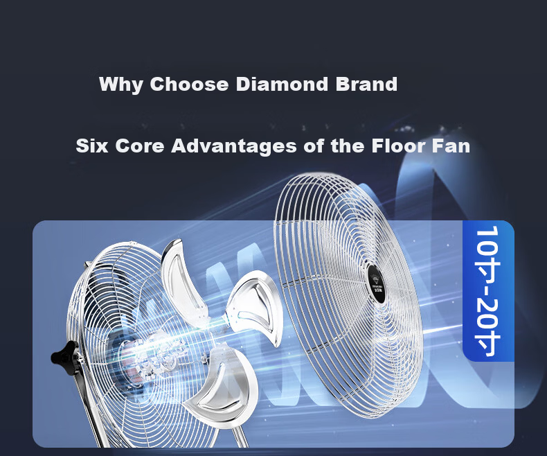 DIAMOND Industrial Floor Fan Desktop Floor Fan Powerful Industrial Pedestal Fan Commercial High-Power Floor Fan Factory Workshop Ventilation Formaldehyde Removal Fan SN 3