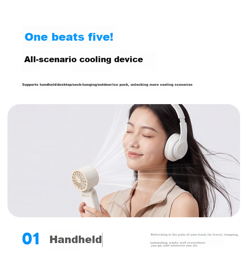 AIMIKU Skin-Friendly Silicone Handheld Mini Fan Student Silent Foldable High-Speed Turbo Fan Office Desktop Small Portable Long Battery Life USB Rechargeable 20