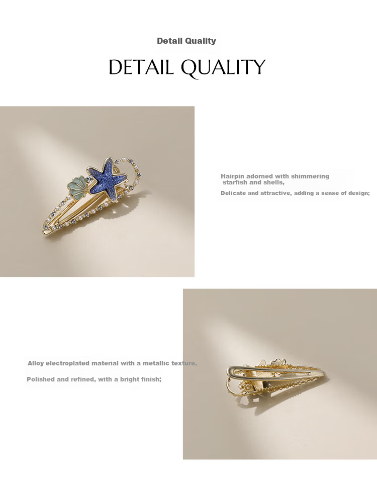 CHIMERA Starfish Shell Edge Side Bang Hair Clip Duckbill Clip Hairpin 6.1 Children's Day Gift 2