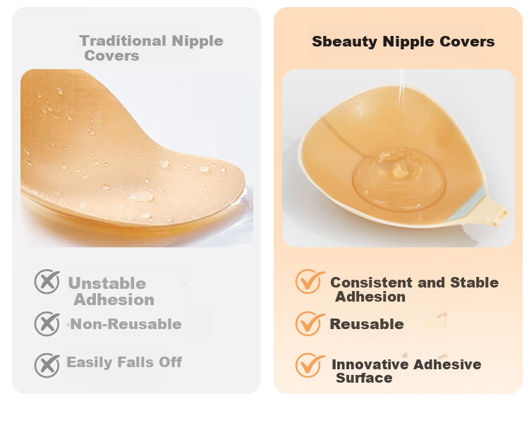 SBEAUTY Breathable Invisible Push-Up Breast Lift Adhesive Pads for Women, Enhancing Cleavage and Size, Summer Anti-Exposure, Wedding Dress Nipple Covers, Pair B 6