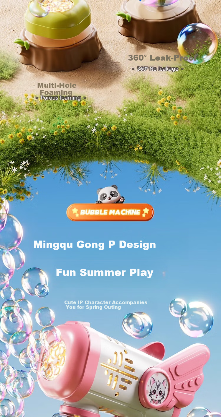 Guou Kids Cute Cat Bubble Blower Machine Electric Automatic Toy for Girls Children's Day Gift 3