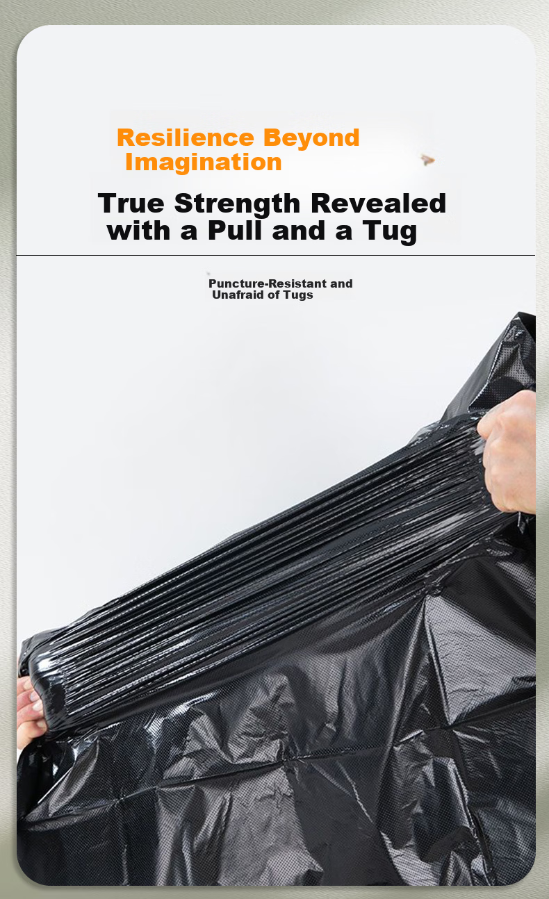 Zhijie Flat Mouth Black Garbage Bags 80x90cm 50pcs Double-Sided 3-Layer Extra Large Thickened Property Bags Economical Pack 6