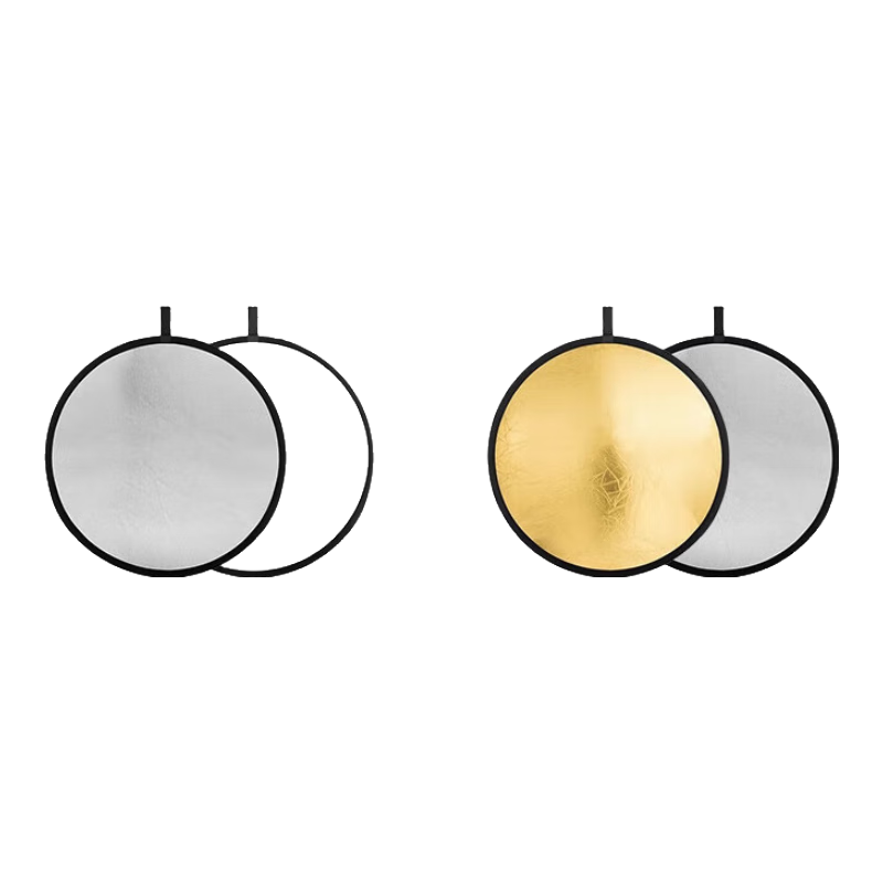 Dipuer 60CM Two-In Reflector, Portable Fill Light for Live Streaming And Photography, Foldable Fill Light Reflector, Portable Outdoor Photography Softbox, Gold Silver Black White Light Reflector, Photography Accessory