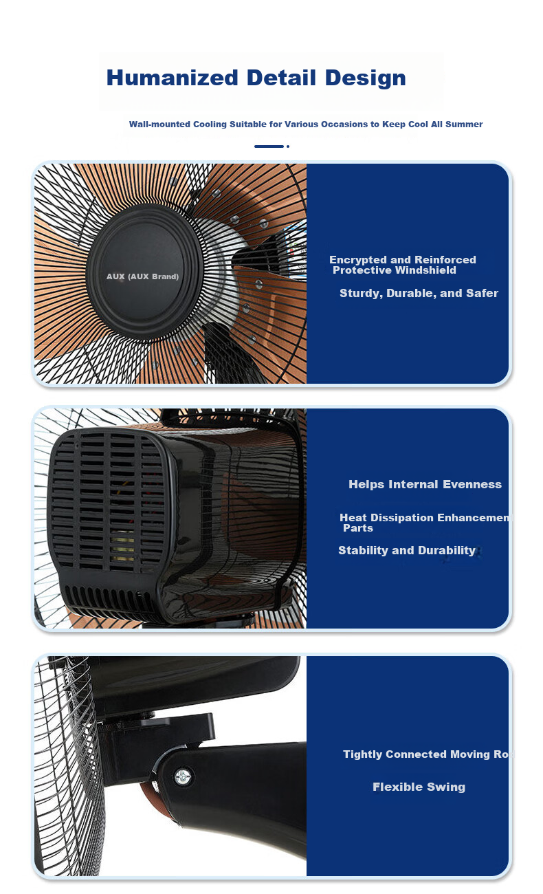 AUX Electric Fan / Five-Blade Wall Fan / Industrial Home Wall-Mounted Fan / High Airflow Wall Fan / Metal Blades FW-45-C1803 9