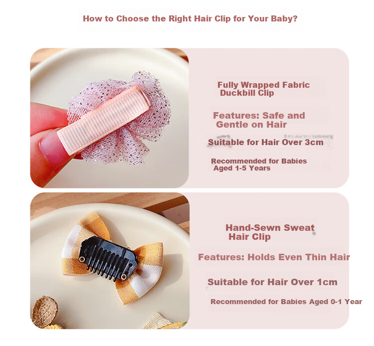 NIANFIN Baby Hair Clip for Girls, Cute Non-Damaging Fabric Covered Hairpin, Toddler Hair Accessories 2