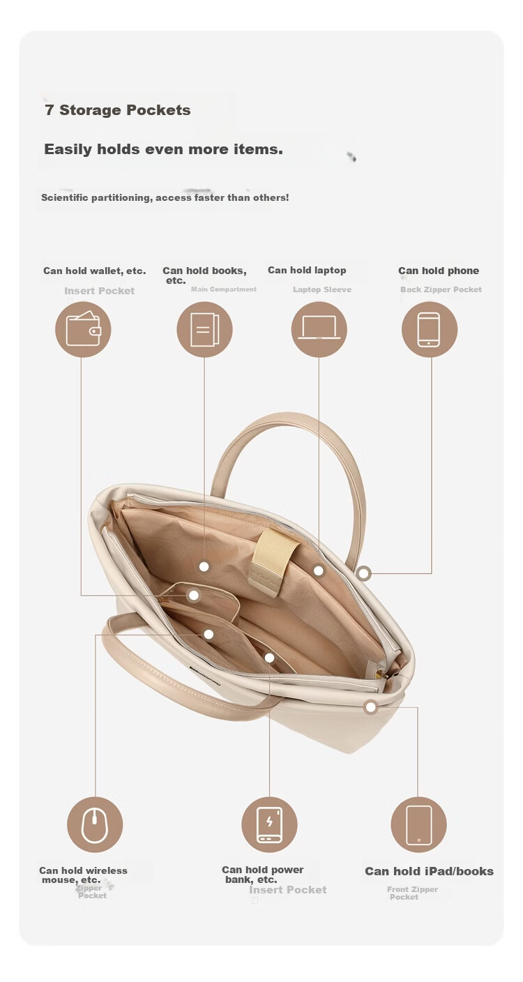GOLF Women's Business Laptop Bag 14/15 Inch Briefcase for Huawei Apple High-Style Shoulder Crossbody 10