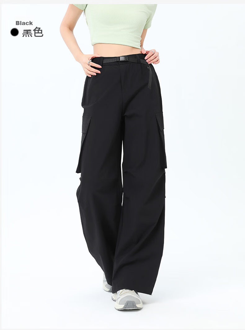 Xueqiman Women's Work Pants 2026 Summer New High-Waist Paratrooper Pants Windproof Waterproof Outdoor Hiking Sports Shell Pants 20