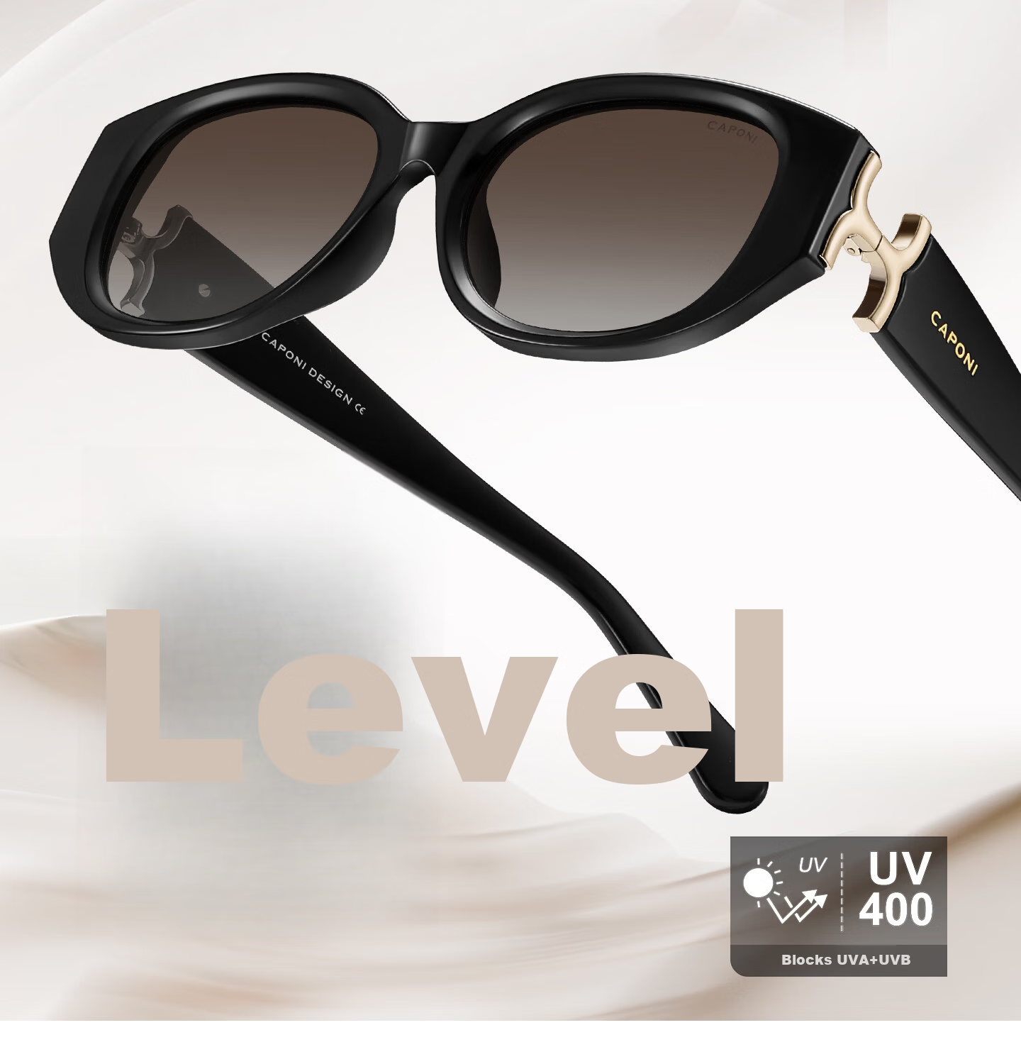 CAPONI Cat Eye Polarized Sunglasses for Women 2026 New Vintage UV Protection Sun Glasses Driving Slim Face 18