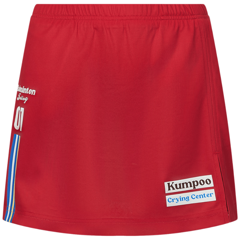 KUMPOO Badminton Dress Short Skirt for Women, Slimming Scream Center Collaboration Style Half Skirt ACQ261601-Red XL