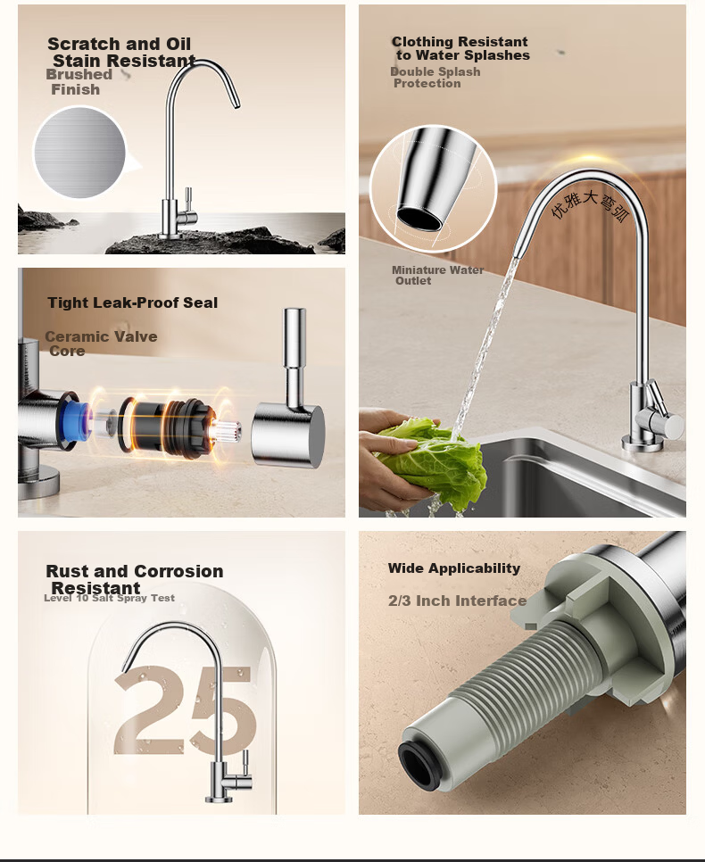 JOMOO Single Cold Kitchen Faucet Silicon Brass Water Purifier Direct Drinking Rotatable Spray Gun Gray 79007 4