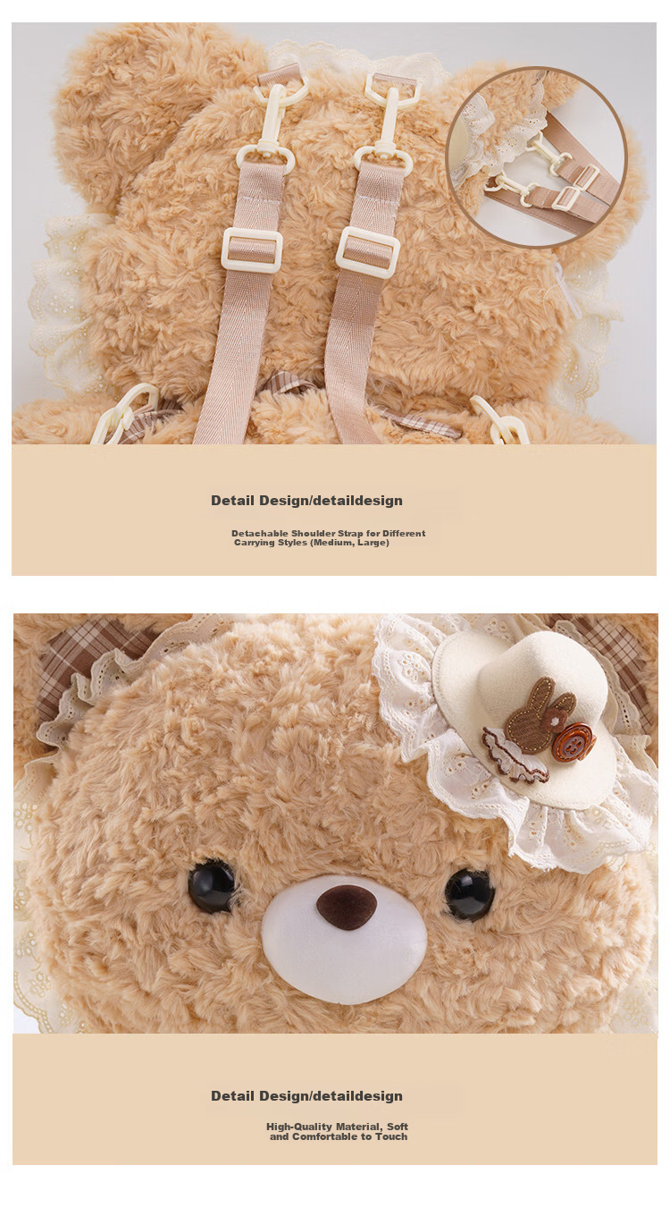 Little Lamb Guli Little Bear Guli Lolita Plush Backpack Cute Doll Bag Gift for Girls Large Size 7