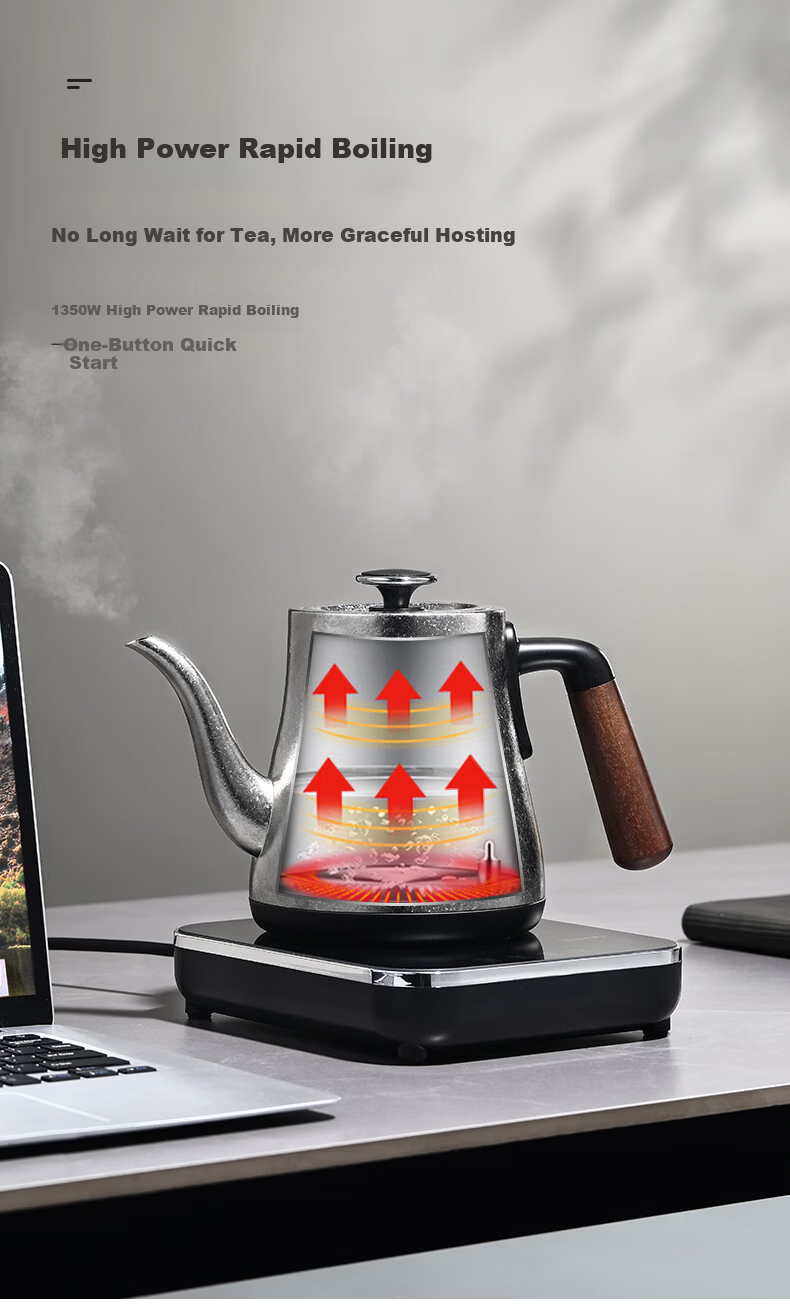 Biooner Pure Titanium Fully Automatic Water Filling Electric Kettle Tea Table Water Boiler Tea Brewing Integrated Tea Table Kettle Electric Tea Stove RY-D10 8
