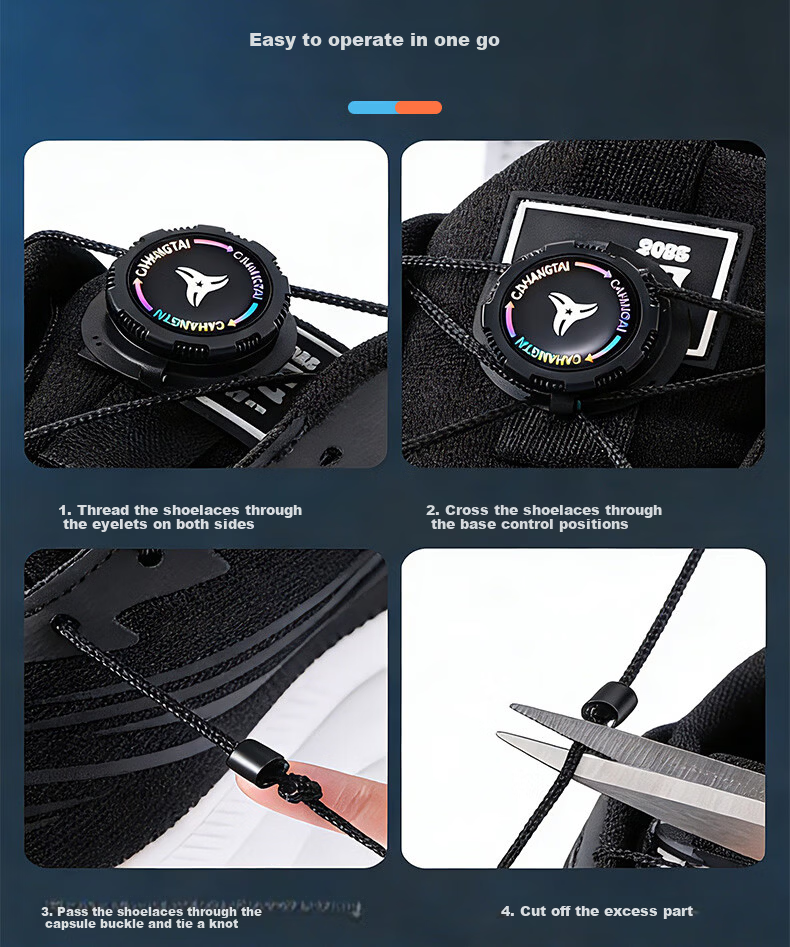 Huabaochi Knob Lazy Shoelaces No-Tie Buckle Rotating Elastic Quick Lock Fixer Unisex Stretch Sports Shoe Gadget 9
