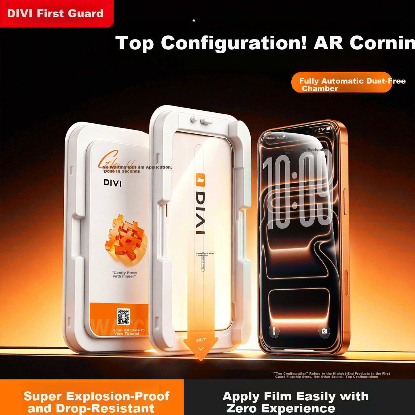 DIVI AR Anti-Reflective Tempered Glass Screen Protector for iPhone 15 Pro Full Coverage HD Anti-Fingerprint Dustproof Shockproof Easy Application