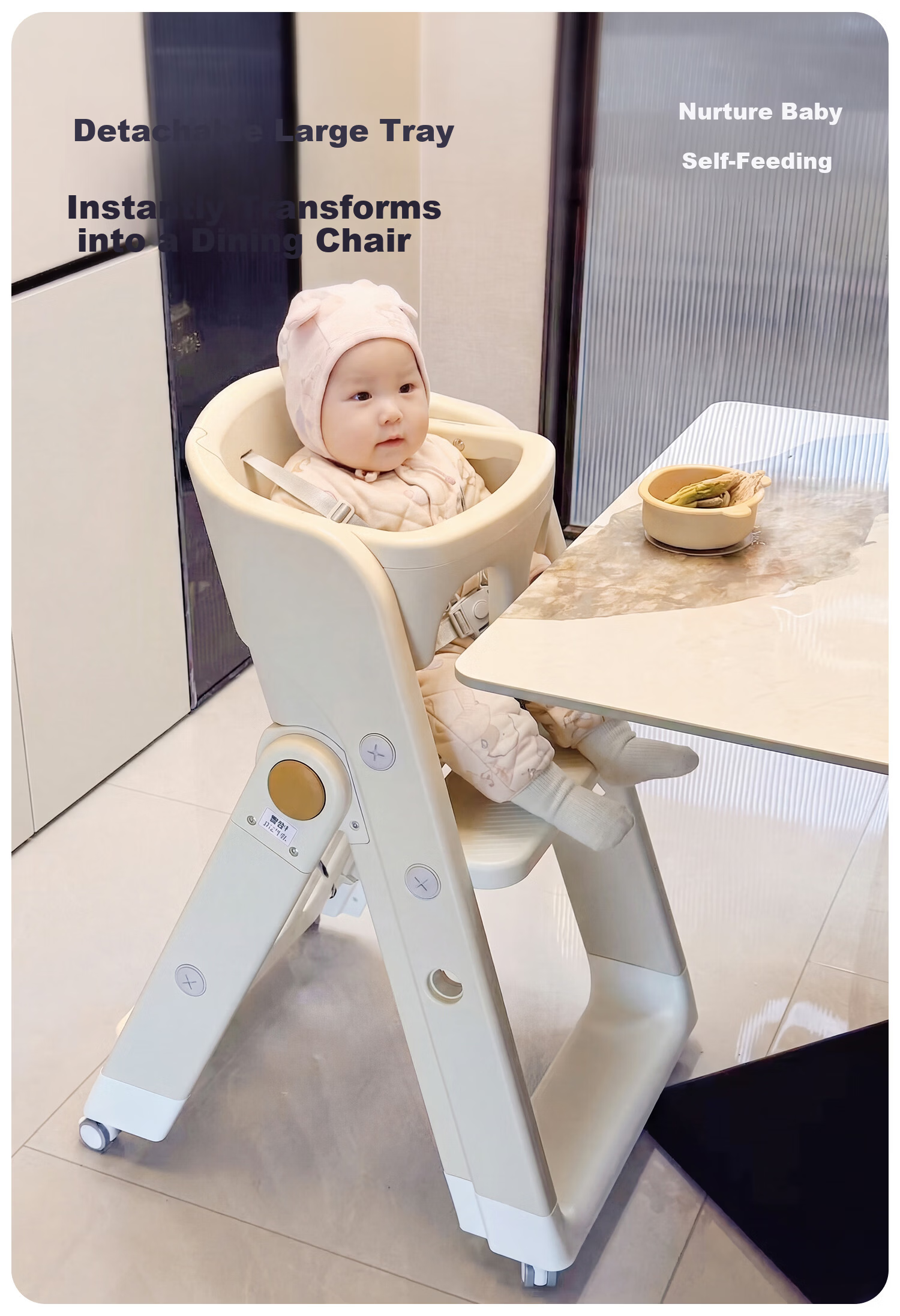 Migobear Children's Growth Chair Foldable Dining Chair Baby Learning Chair Multifunctional Infant Toddler Adjustable Seat 5