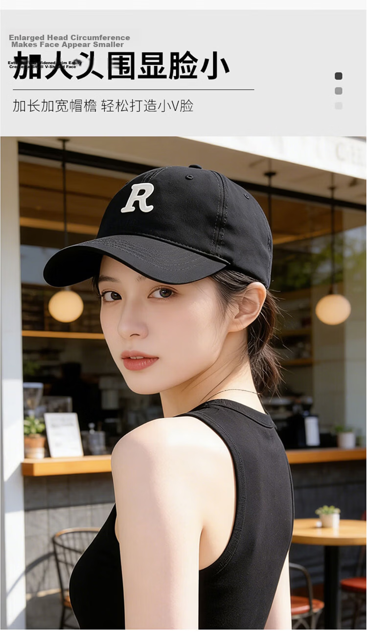 Dussena Embroidered Baseball Cap Duckbill Hat Women's Wide Brim Large Face Slimming Men's New Sun Protection Fashion Korean Style 2