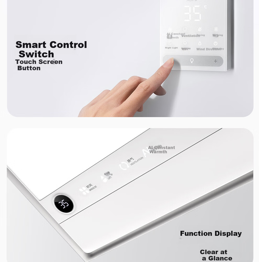 AUPU Smart Series AI Constant Temperature Scheduled Heating Bathroom Heater Fan Ventilation Lighting All-in-One S2 23