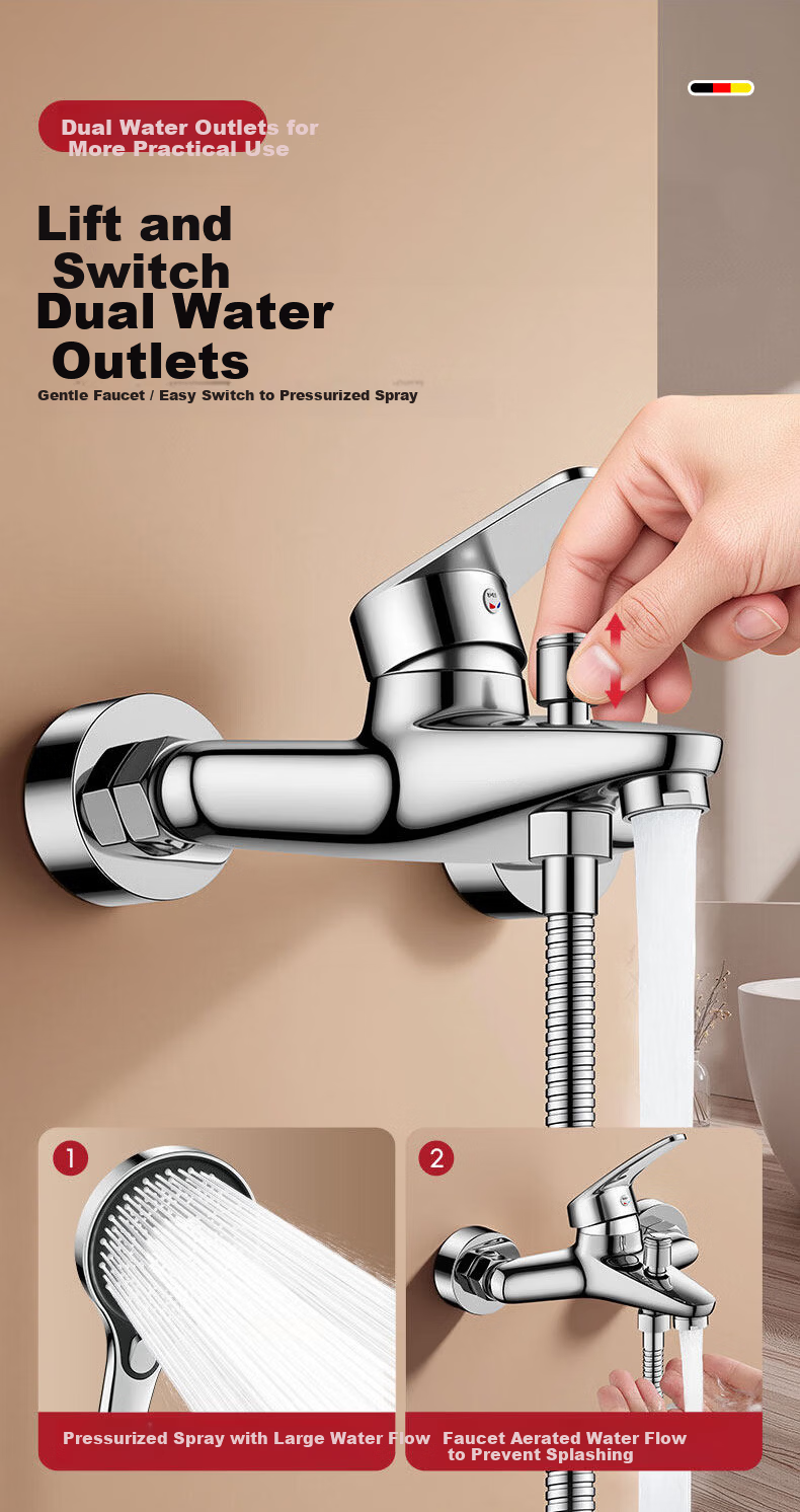 HOMK German Shower Faucet Mixer Valve Bathroom Hot and Cold Water Mixer Valve Bath Mixer Valve 5