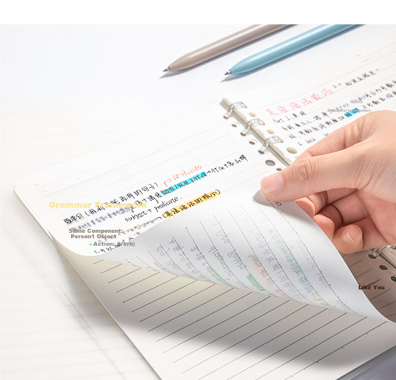 Deli Niudun Series Lightweight 6-Ring A5 Binder Notebook 40 Sheets Student Notebook HA5403-1 6