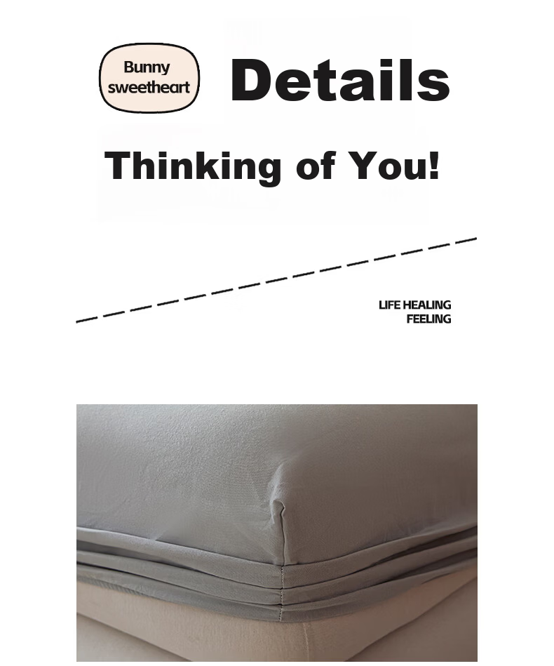Nanjiren Fitted Sheet Single Piece Full Coverage Mattress Protector Non-Slip Dustproof Home Bed Cover 150*200cm 9