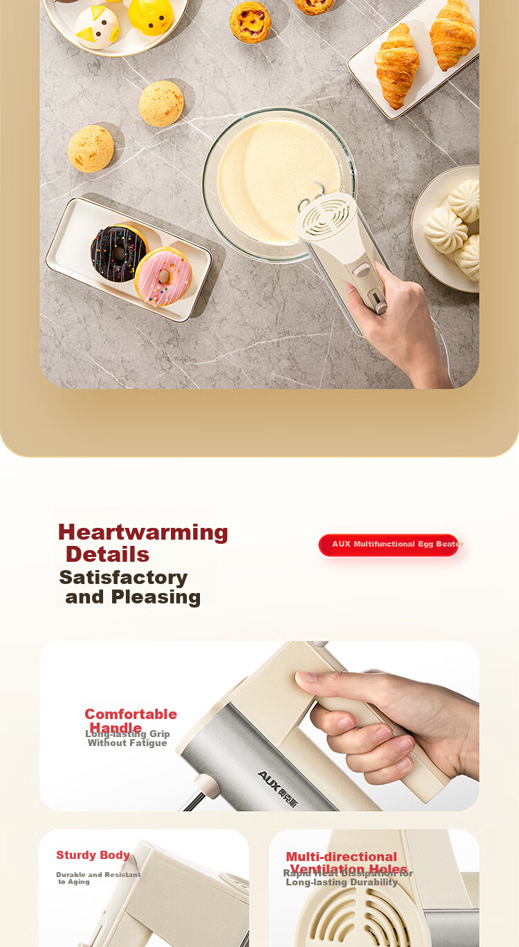 AUX Electric Hand Mixer High Power Mini Handheld Automatic Egg Beater Whisk Cream and Egg White Multifunctional Blender AUX-S11 11