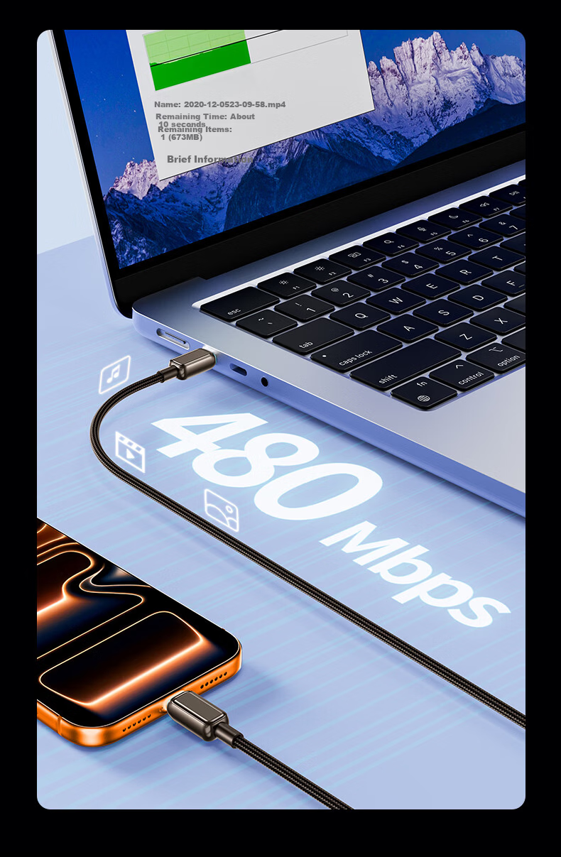 Aomake PD240W Dual-Head Type-C to Type-C Fast Charging Cable 5A for iPad Pro, Apple MacBook 17/16/15, Huawei, Xiaomi Laptops and Phones 15