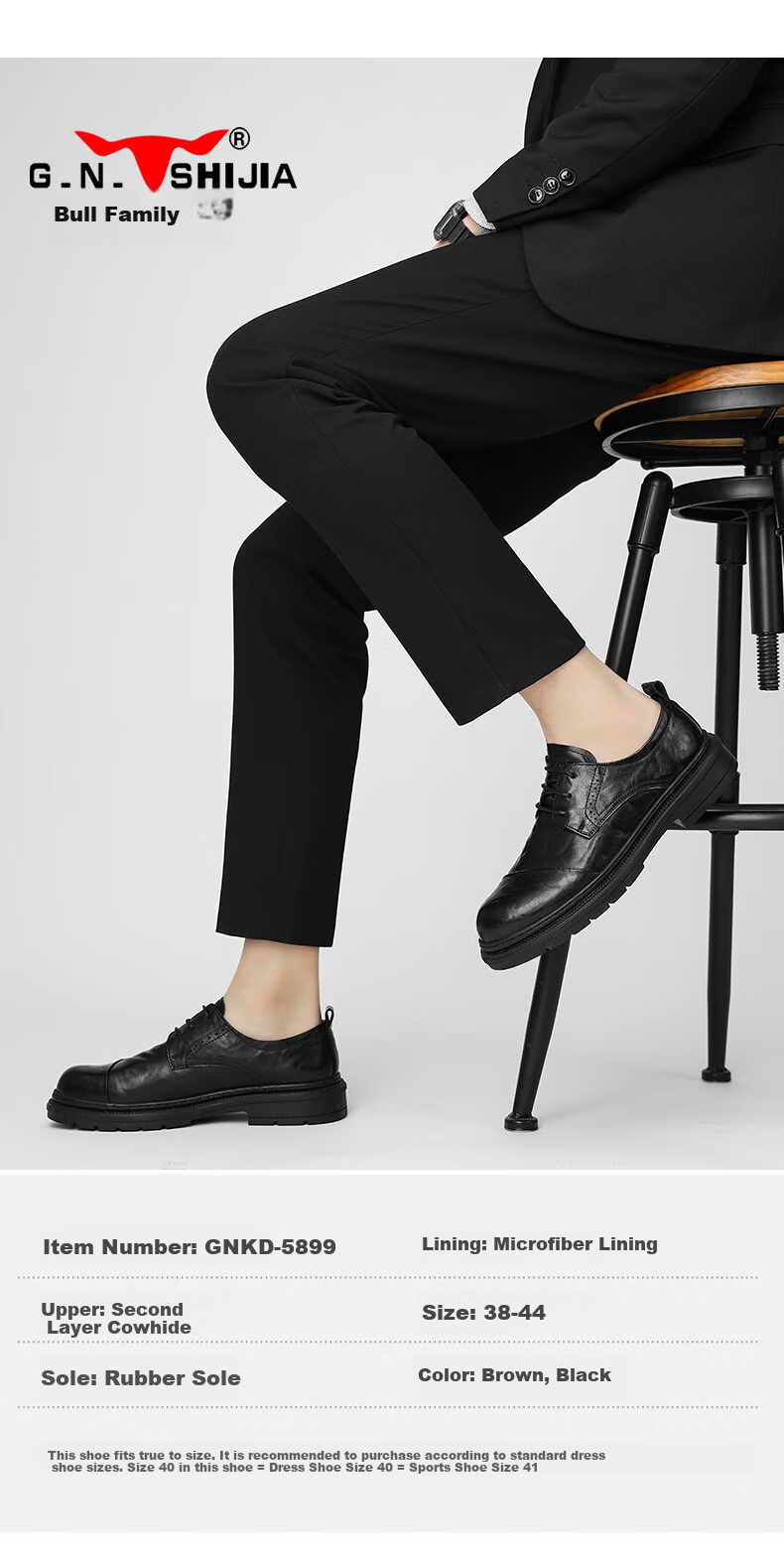 Bull Family New Men's Leather Shoes Business Casual British Style Spring Autumn Groom Wedding Formal Shoes 6