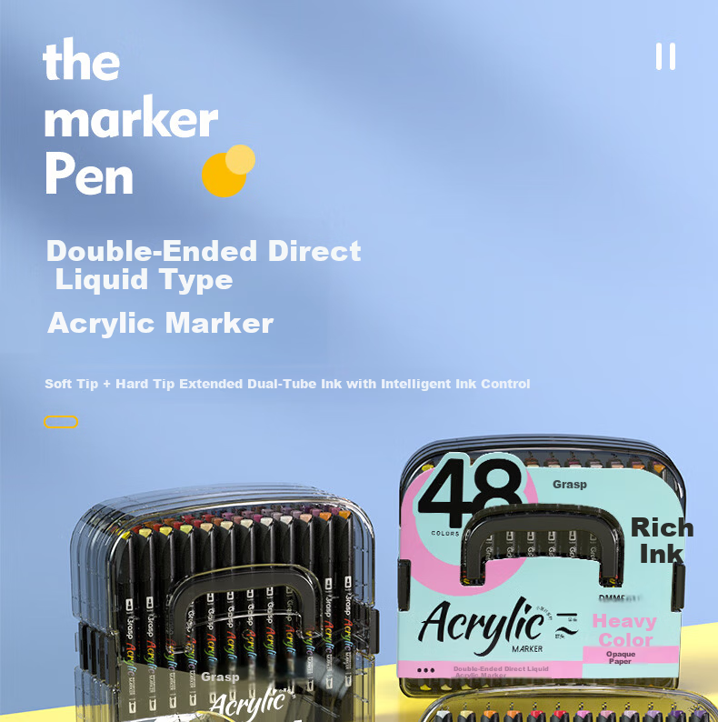 Dual-Head Acrylic Marker 60 Colors Ink Control Extended Double Tube Watercolor Pen Layering Drawing Essential for Students Outdoor Sketching Children's Day Gift 1