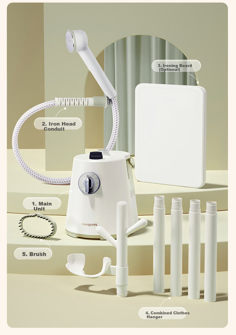 HONGXIN Garment Steamer with Coat Rack Design - Home Steam Vertical Ironing Machine, Sterilization and Mite Removal, Handheld Hanging Clothes Steamer 17