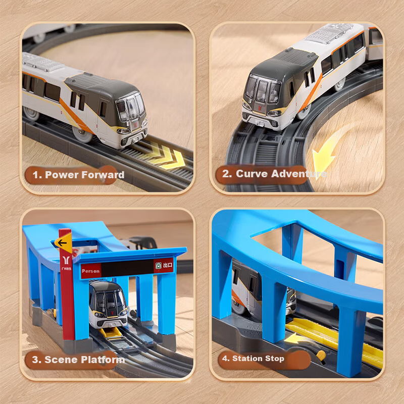 Yixuan Toys Guangzhou Metro Line 11 Alloy Electric Subway Train Toy Children's Train Track High-Speed Rail for Boys 2