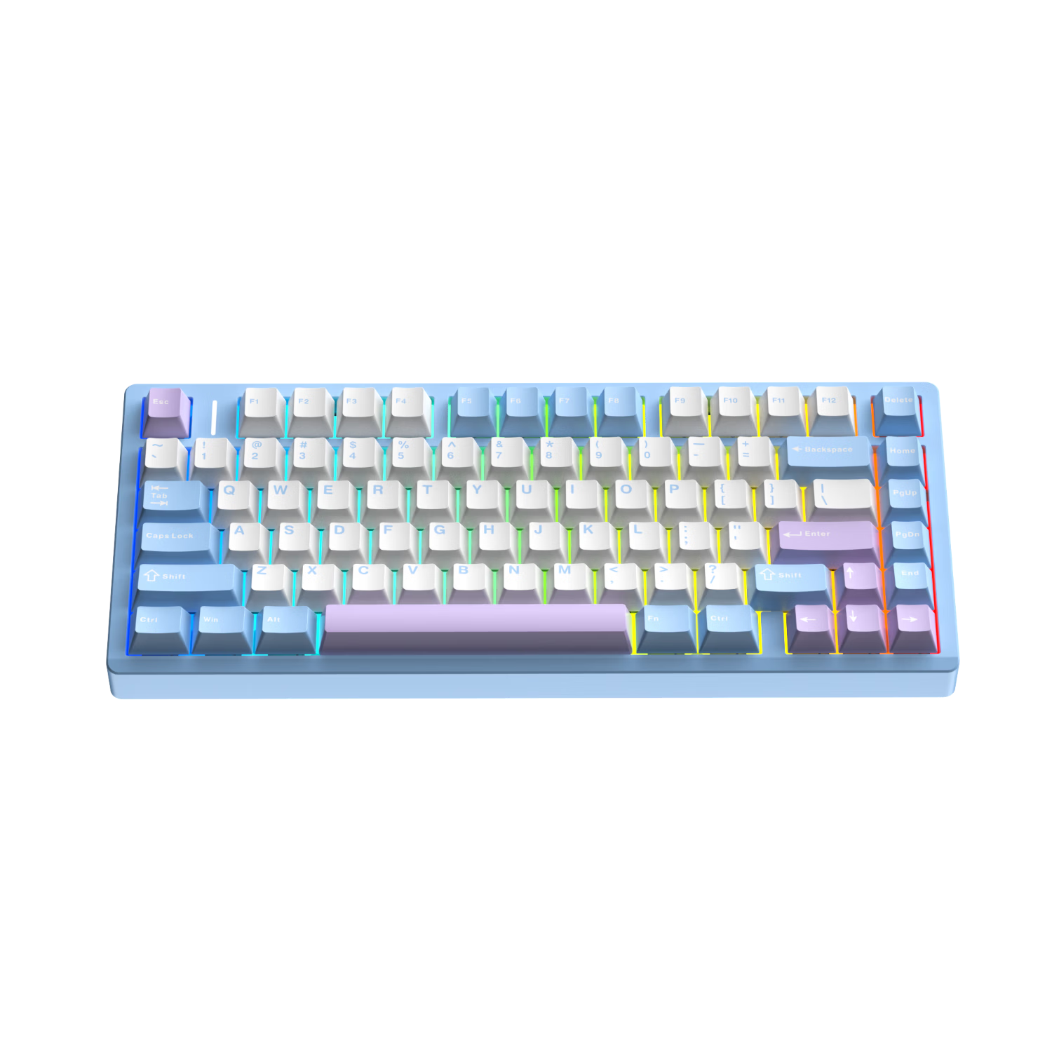 AULA M75 Custom Mechanical Keyboard Tri-Mode Aluminum Wired 2.4G Bluetooth Gasket Structure Gaming M75 Tri-Mode Misty Blue - TTC Flame Purple Switch V2