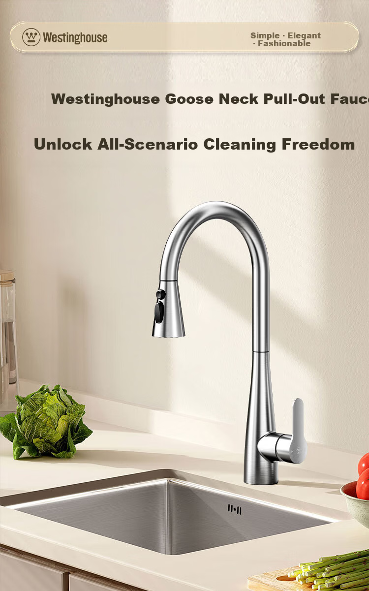 Westinghouse Kitchen Faucet Three-Function Pull-Out Faucet Dual Control Hot and Cold Sink Vegetable Washing Faucet 3