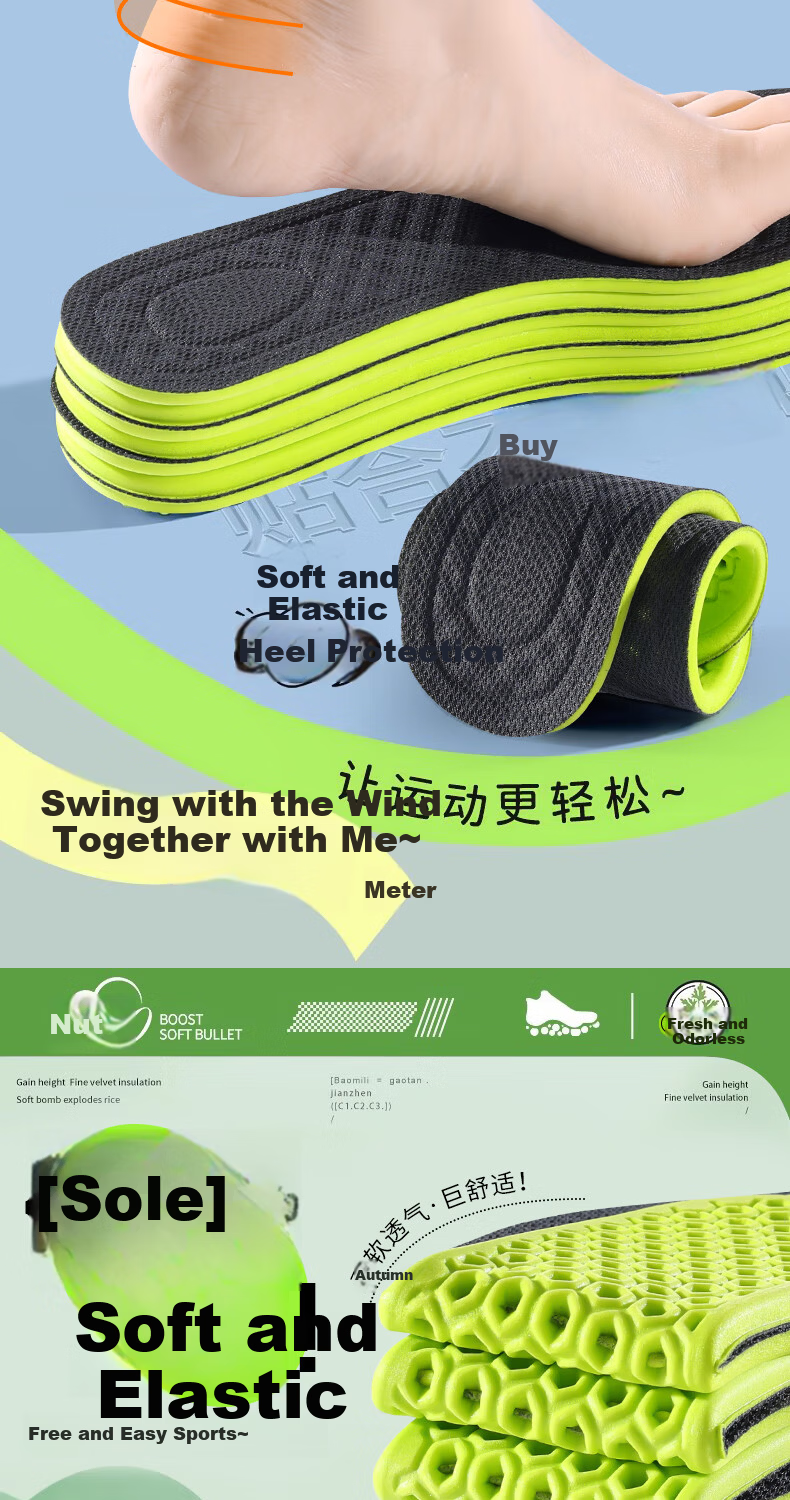 3AnGnI Men's Sports Insoles Sweat-Absorbing Odor-Resistant Breathable Antibacterial Soft Cushioned Insoles for Long Standing Comfort 9