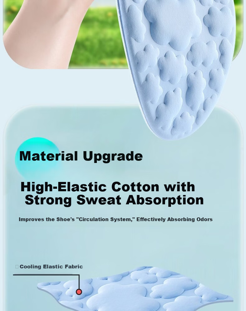 Footprint Tribe Men's Cooling Insoles Ice Silk Summer Barefoot Sweat-Absorbing Breathable Odor-Resistant Ultra-Soft [2 Pairs] Size 39-40 3