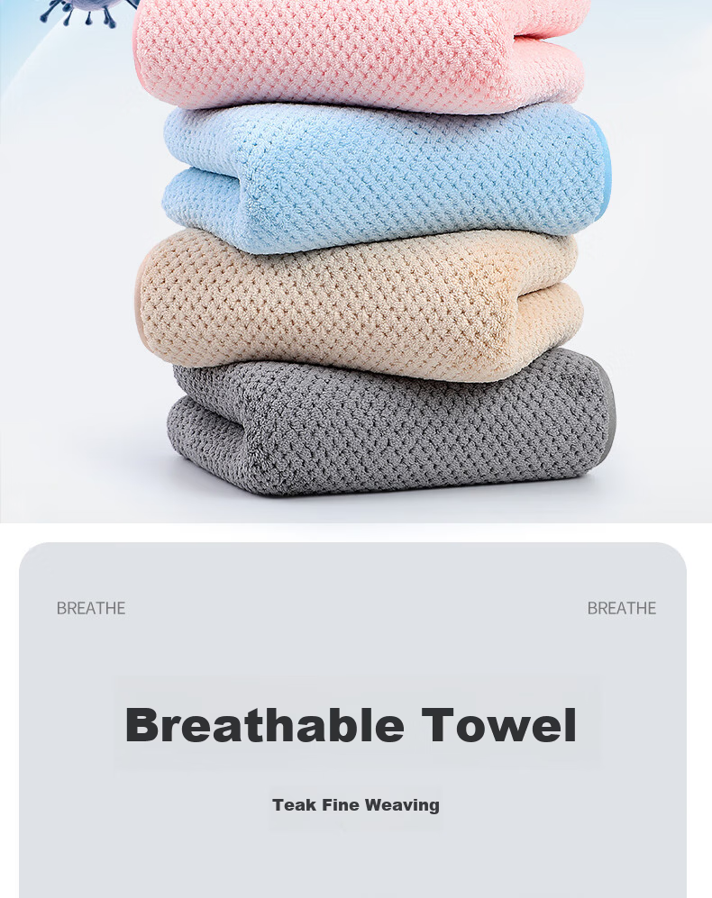 Grace 10A Antibacterial Large Soft Towel A-Class Unisex Bath Towel Absorbent 2-Pack Face Towels Light Brown + Gray Sports 3