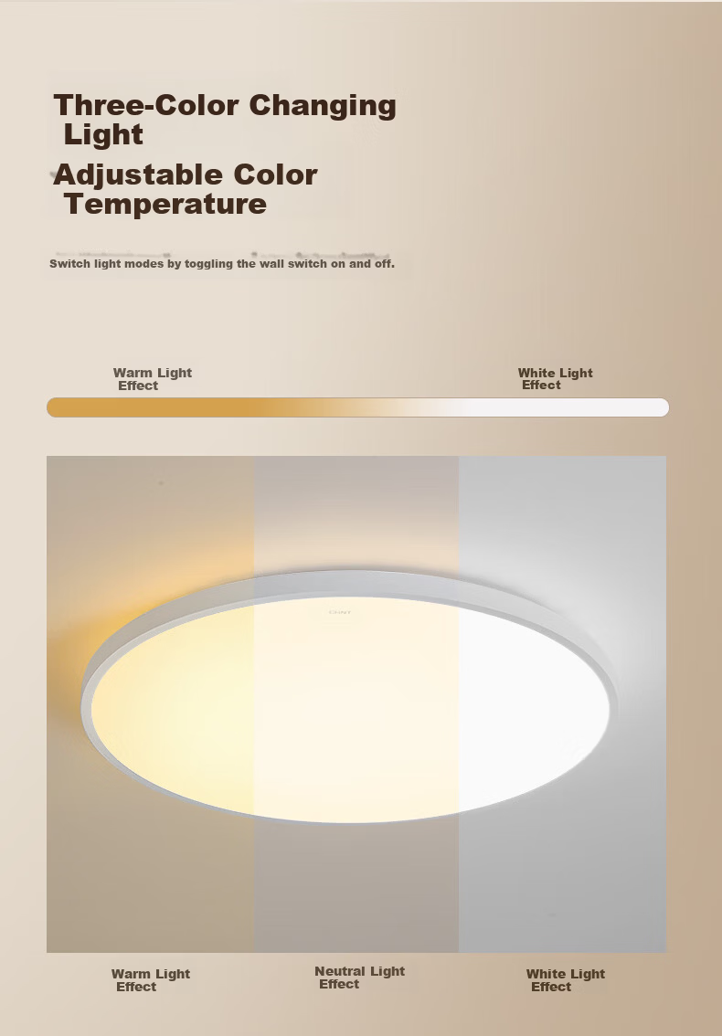 Chint LED Ceiling Light 60W Ultra-thin Bright Three-proof White Light Three-color Bedroom Balcony Corridor Lamp 13
