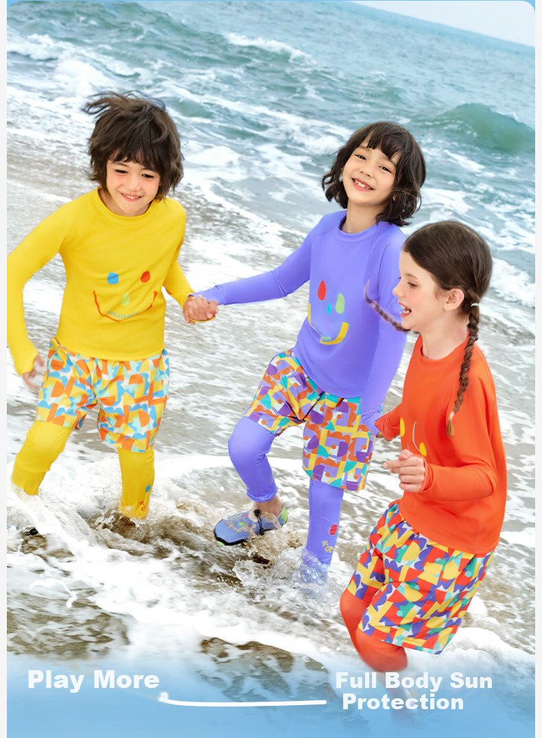 Kocotree KK Tree Kids Swimwear High-Visibility Highlight Swimming Set Boys Girls Long Sleeve Long Pants Sun Protection Three-Piece Set 18