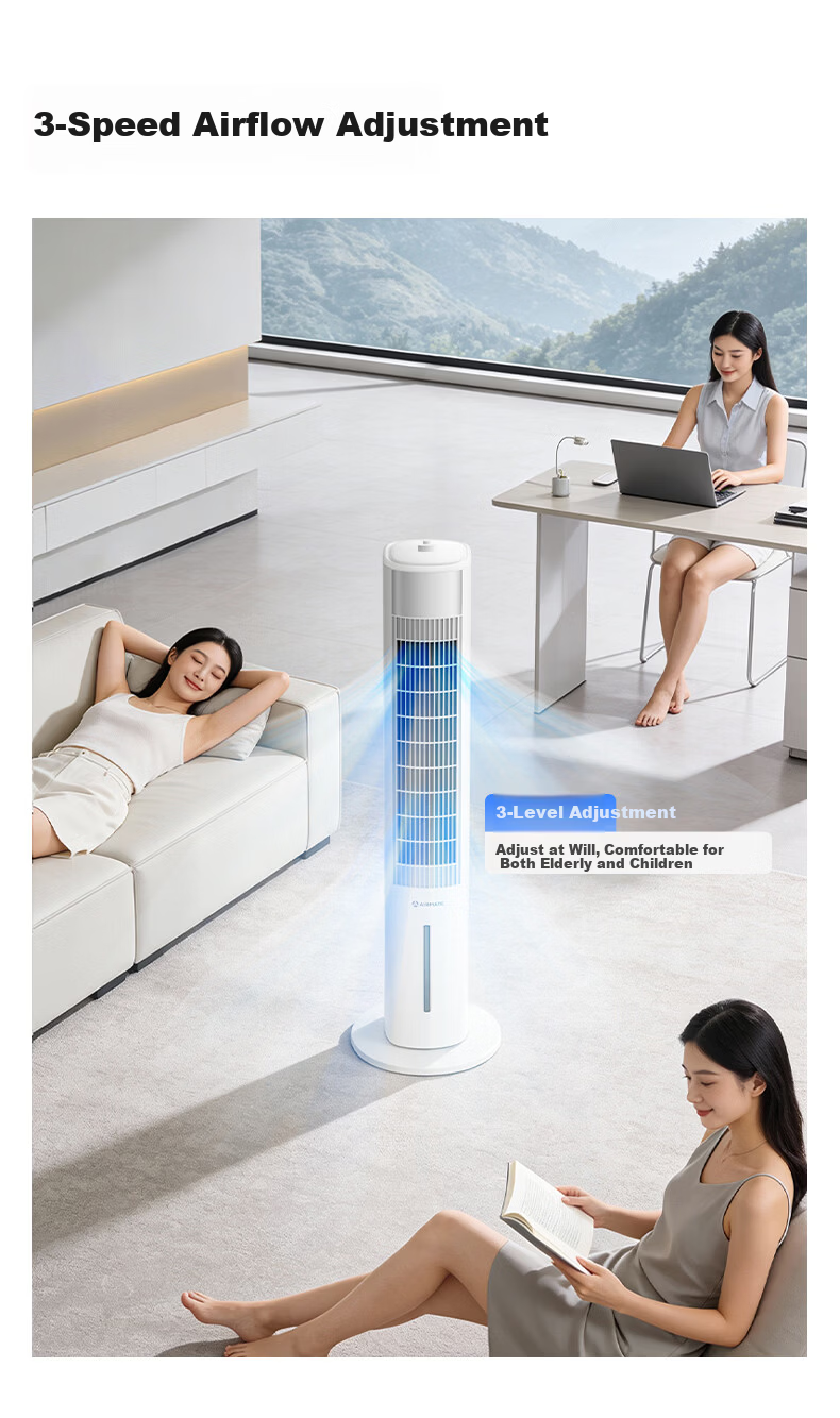 AIRMATE [Million Negative Ions] Lighthouse Cold Air Fan, Home Voice-Controlled Smart Water-Cooled Tower Fan, Gentle Wind Cooling Electric Fan, Floor Fan, Humidifying Timer Small Air Conditioner SRI39 8