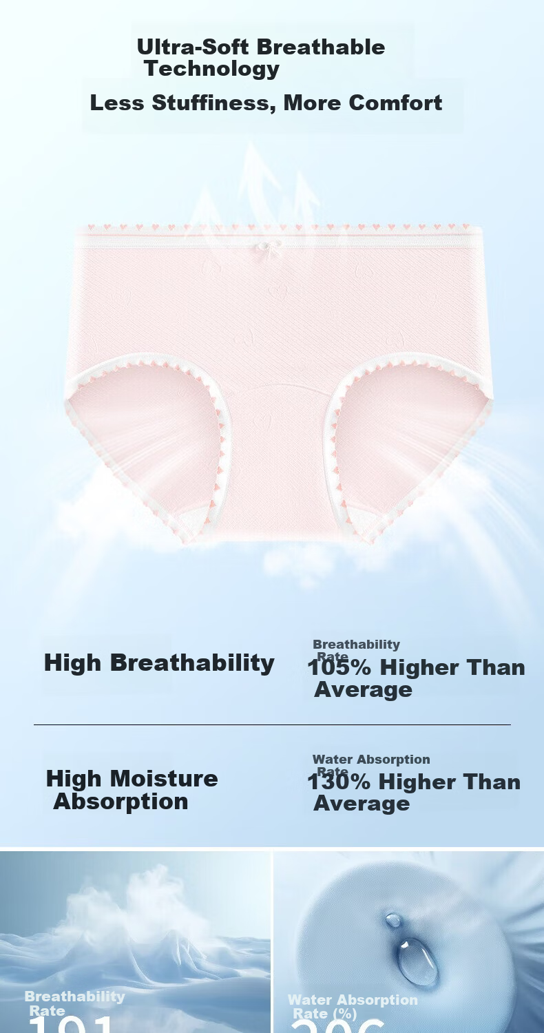 Herbal Fresh Green Teen Girl Ice Silk Panties Cooling Breathable Tencel Gusset 10A Antibacterial Skin-Friendly Comfortable Sterile Packaging 13