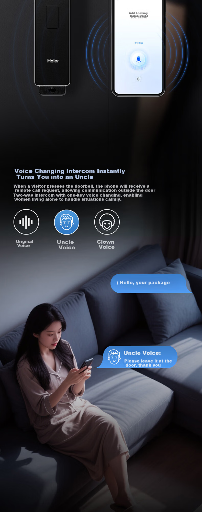 Haier Dual-Camera Palm Vein Facial Recognition Fingerprint Password Smart Door Lock P500Pro for Home Entry 7