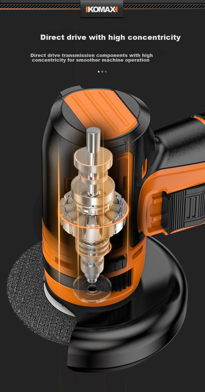 KOMAX Mini Angle Grinder Cordless Lithium Battery Polisher Multifunctional Small Rechargeable Hand Grinder Cutting Machine 16