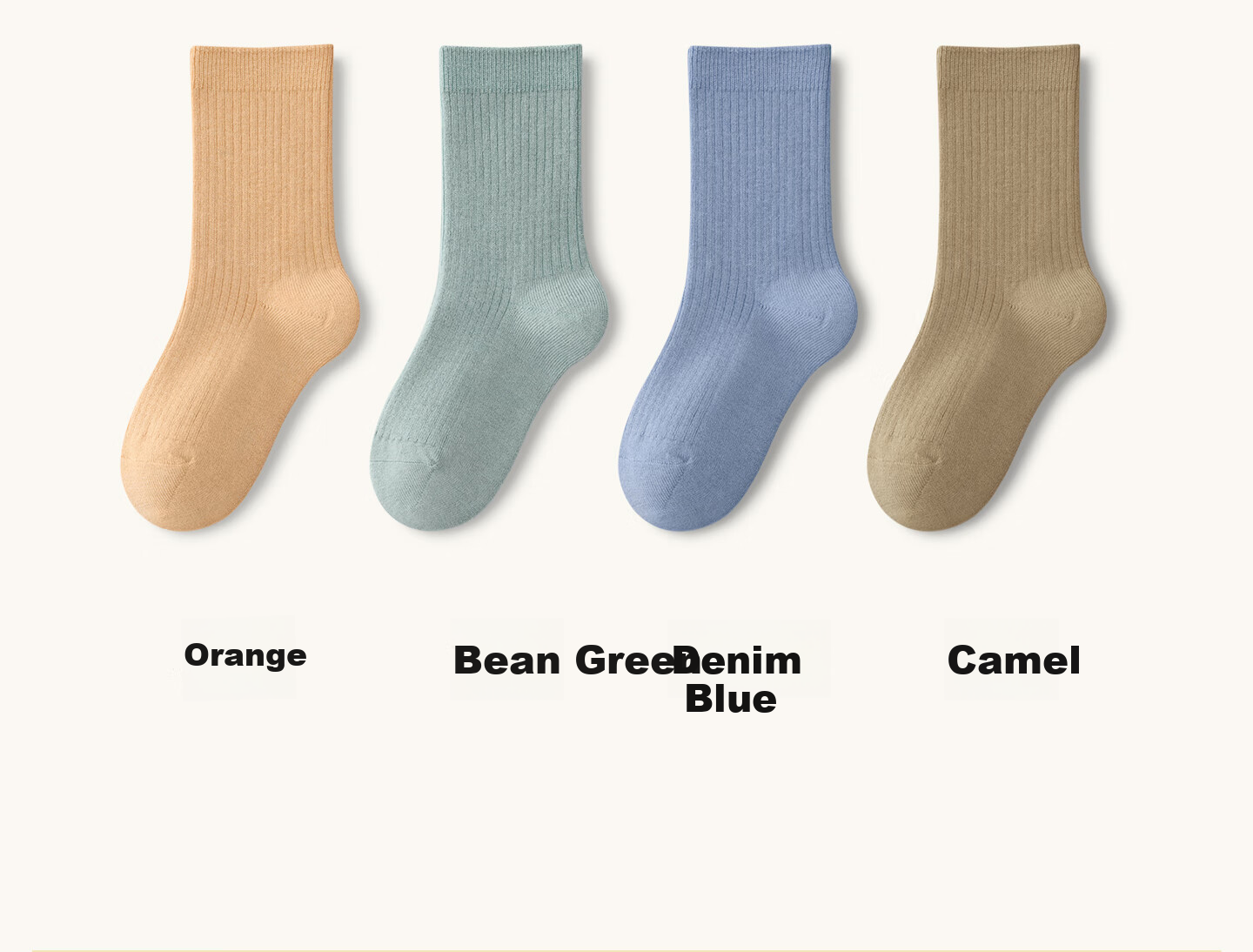 Mianzhu Wool Children's Socks Spring Summer Boys Girls Non-Slip Solid Color Thick Mid-Calf Socks 4 Pairs 23
