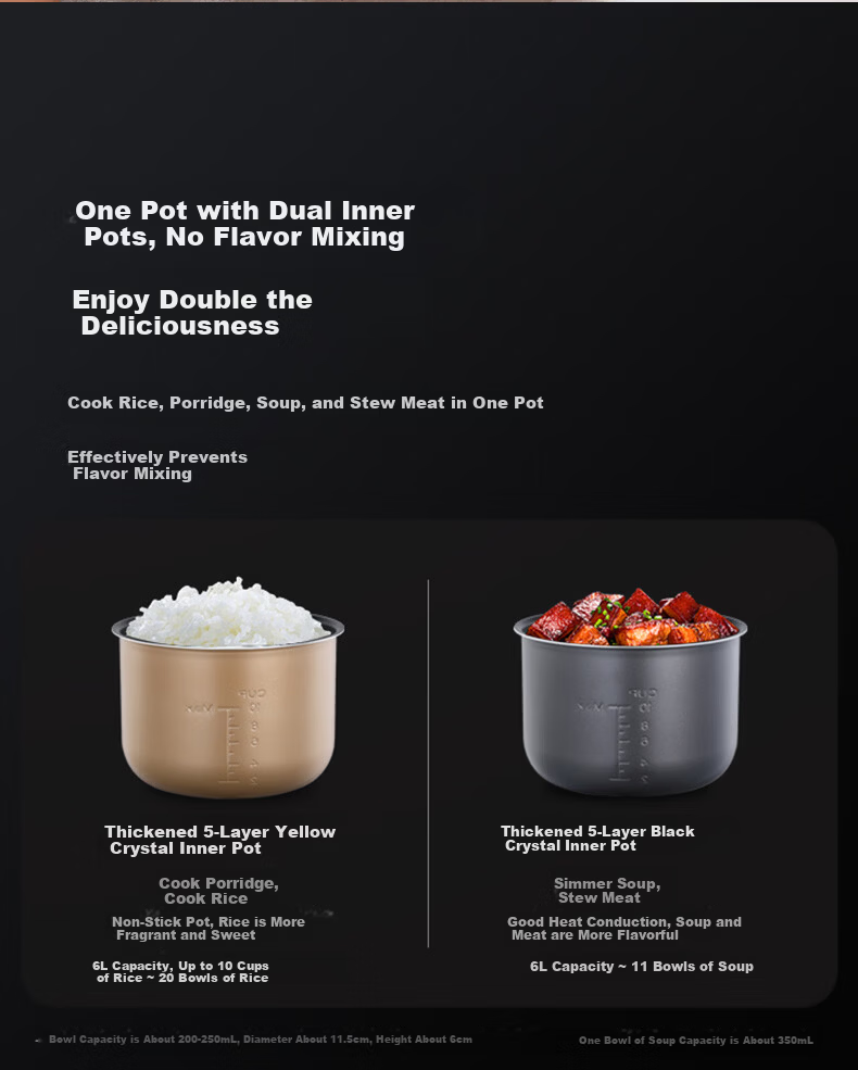 Midea 6L Electric Pressure Cooker, Large Capacity, 7 Adjustable Pressure Levels, Household Rice Cooker for 5-8 People, Fully Automatic Smart Reservation, Open-Lid Cooking, Soup and Rice Cooker MY-QC60 3