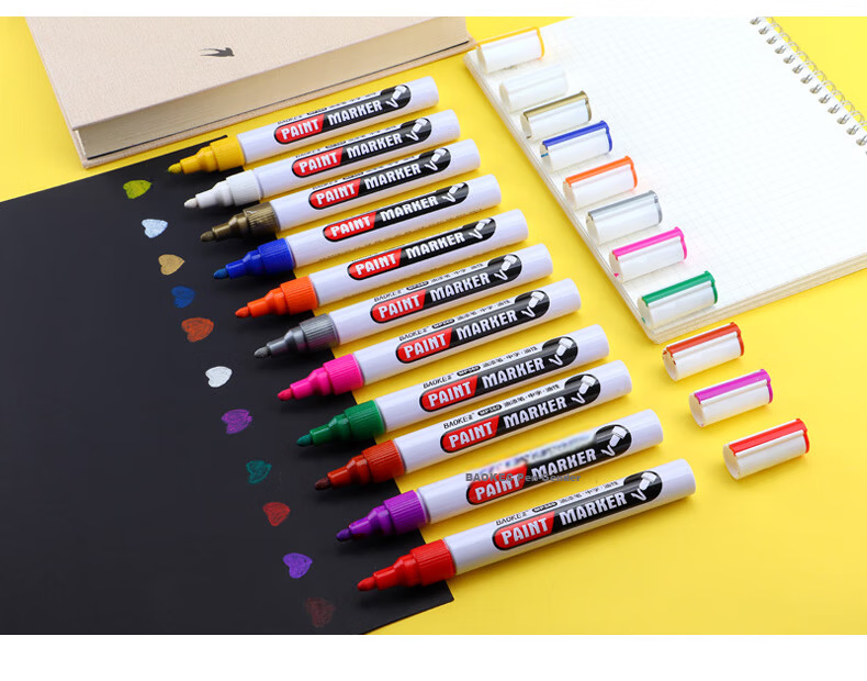 BAOKE MP560 Paint Marker Pen Red Fade-Resistant Waterproof Strong Coverage Oil-Based Marker Pen 6pcs/Box 13