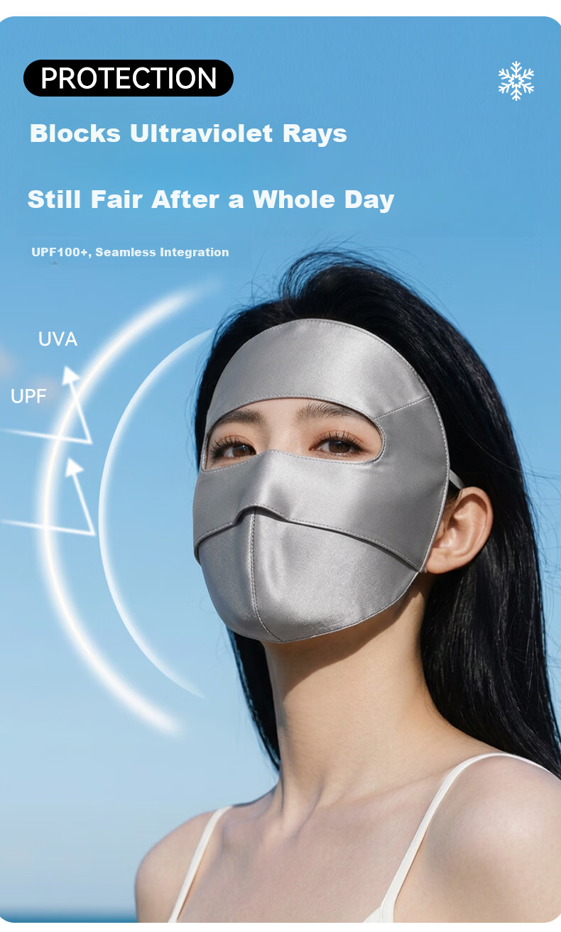 FitonTon Summer Sunscreen Face Mask 100% Mulberry Silk UV Protection Cycling Sunshade Face Cover for Women 4