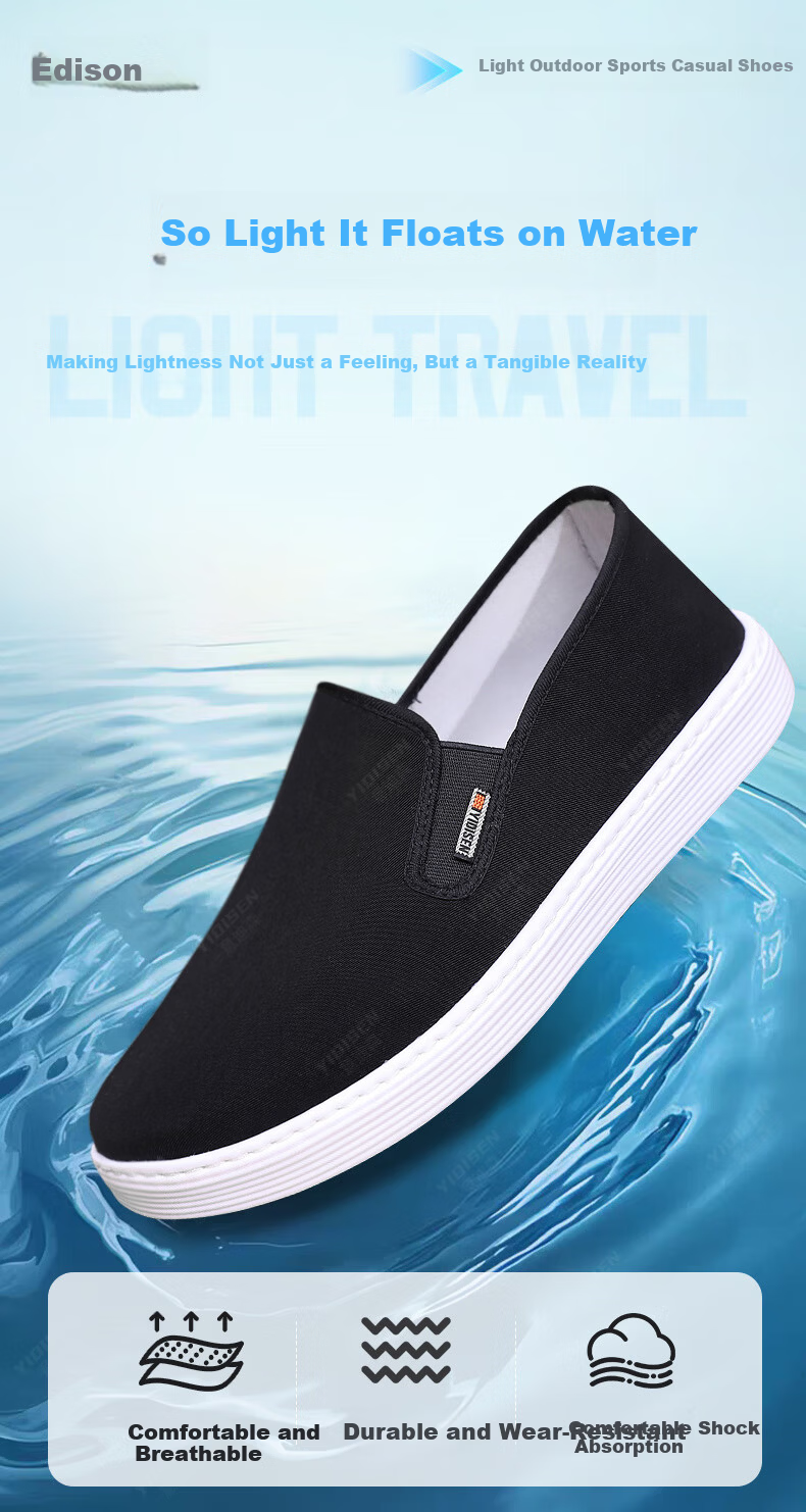 Yidisen Air Ultra-Light Official Authentic Old Beijing Cloth Shoes Men Lightweight Soft Sole Non-Slip Black Size 40 3