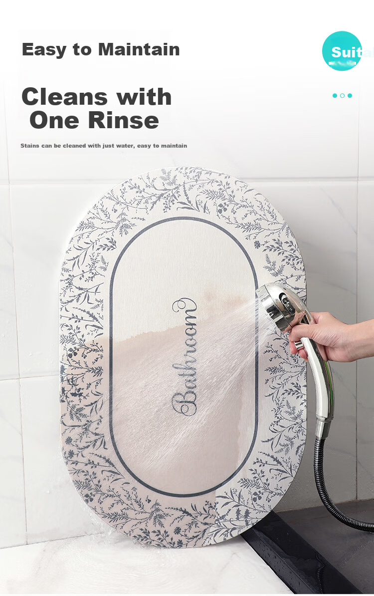 Dajiang Hard Diatom Mud Water Absorption Mat Bathroom Floor Mat Toilet Door Foot Mat 39x60cm 3