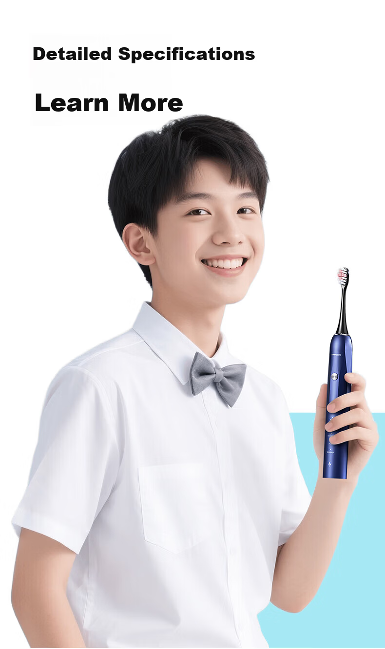 Ximalong Youth Electric Toothbrush for Ages 8-12-18, Soft Bristle Orthodontic Gum Care Electric Toothbrush for Middle and High School Students, Large Kids Electric Toothbrush, Birthday Gift for 12-Yea 15