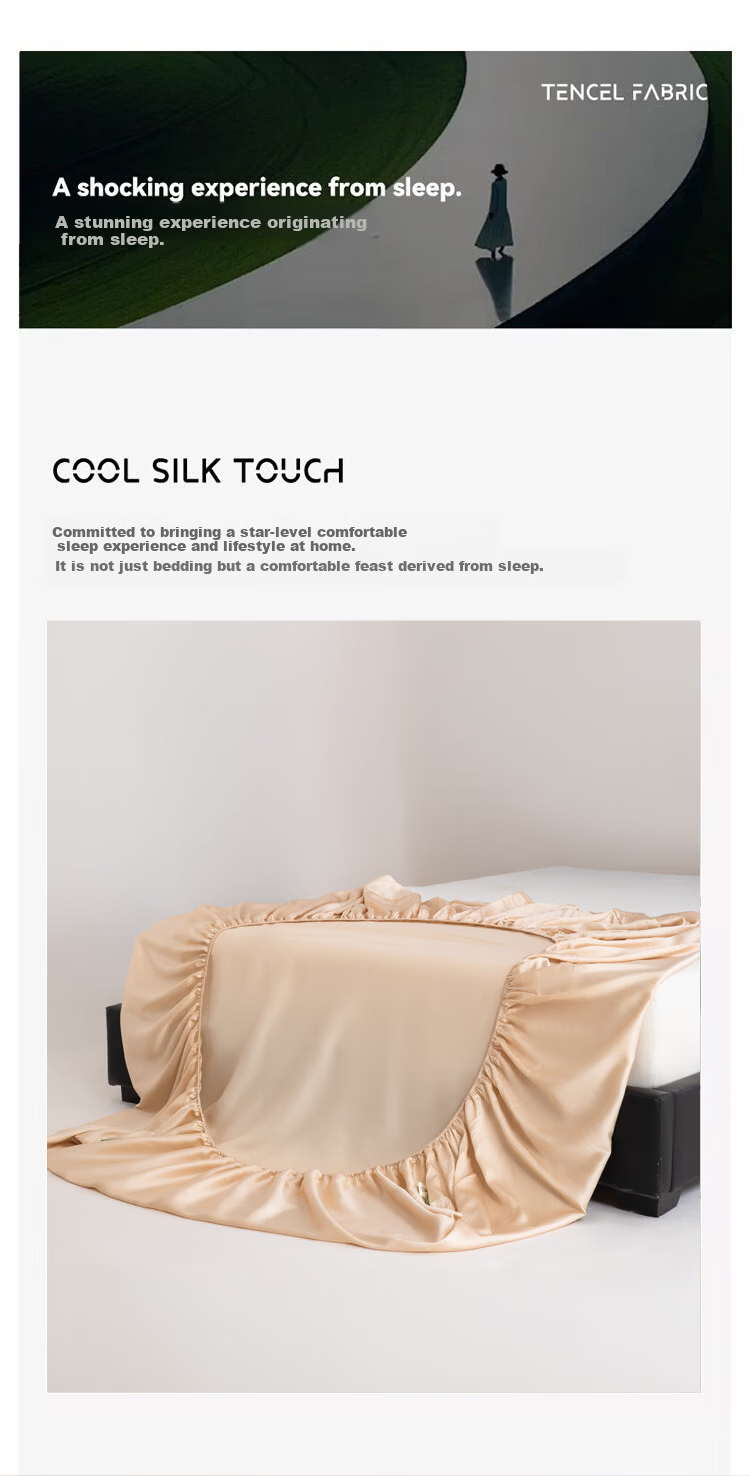 MUJI Class A 60S Lyocell Cooling Ice Silk Fitted Sheet Mattress Protector Bed Cover Summer Silky Bed Sheet 1.8x2m 2